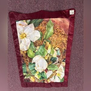 Brand New Floral Outdoor Flag Tapestry with Burgundy Border